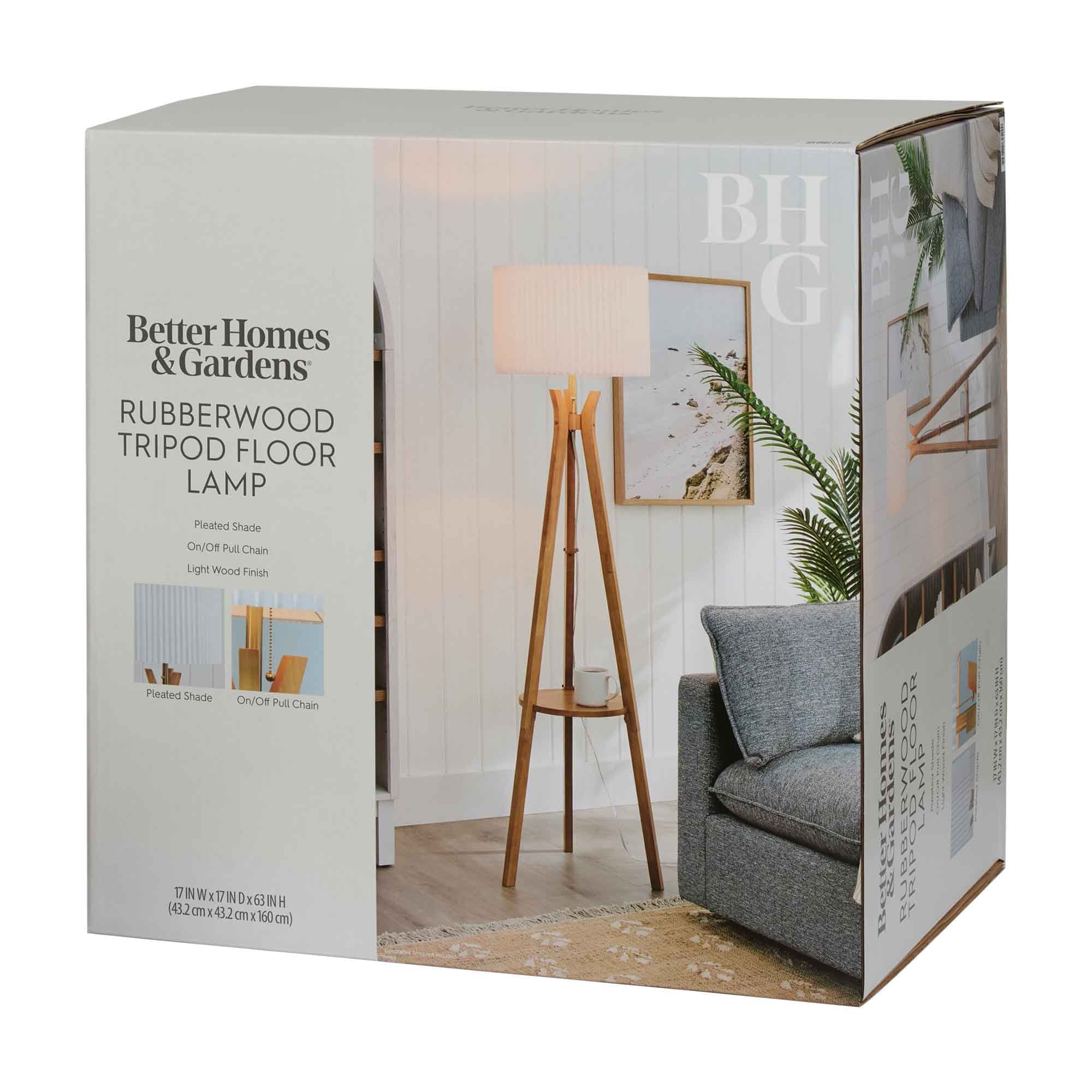 Cozylumi™ 63 in Natural Wood Tripod Floor Lamp with Pleated Shade