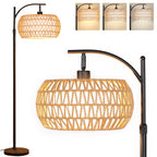 Cozylumi™ 70'' Dimmable Arc Rattan Floor Lamp Standing Lamp with Rattan & Fabric Double