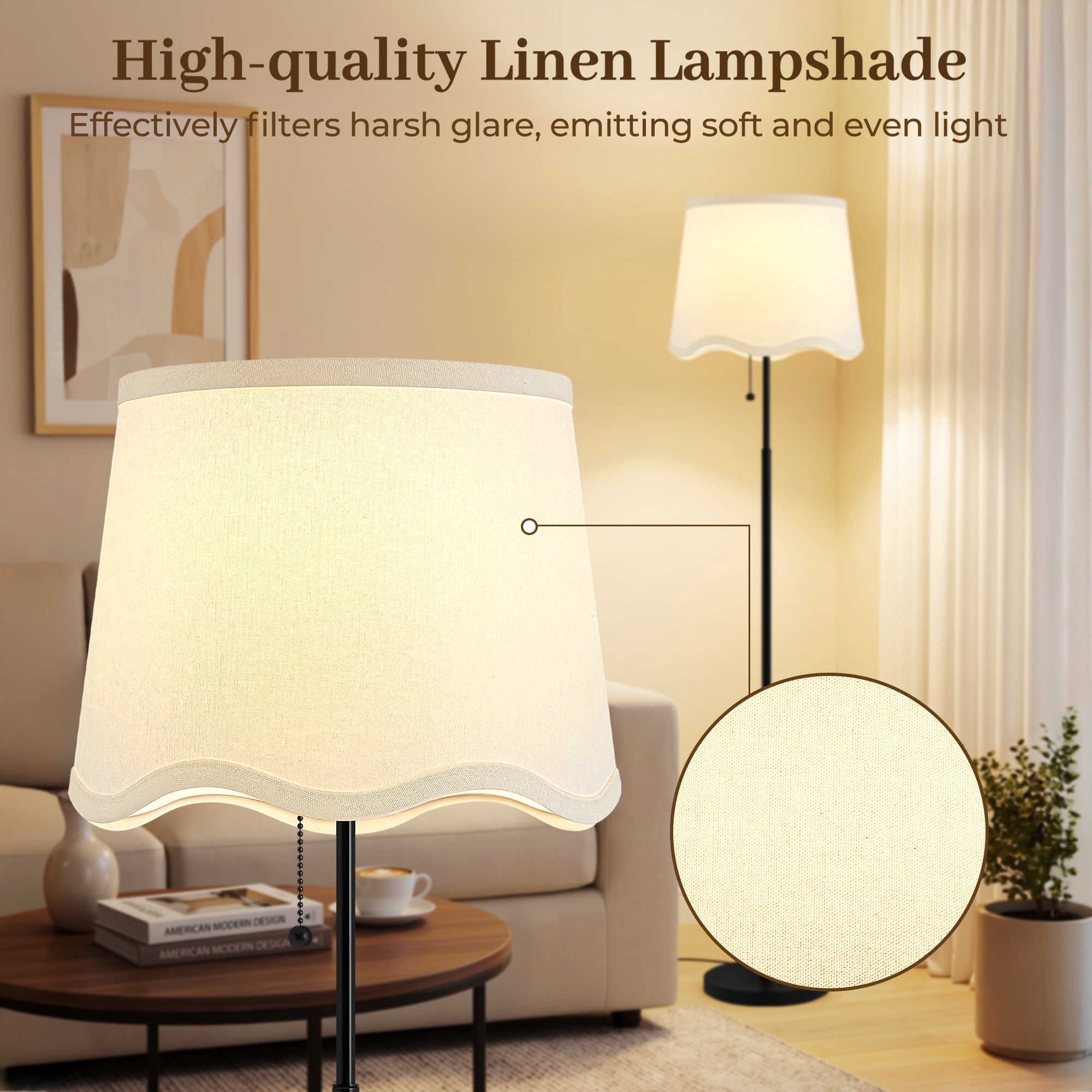 Cozylumi™ 60 Inch Adjustable Color Floor Lamp Pull Chain Light with Bulb for Home