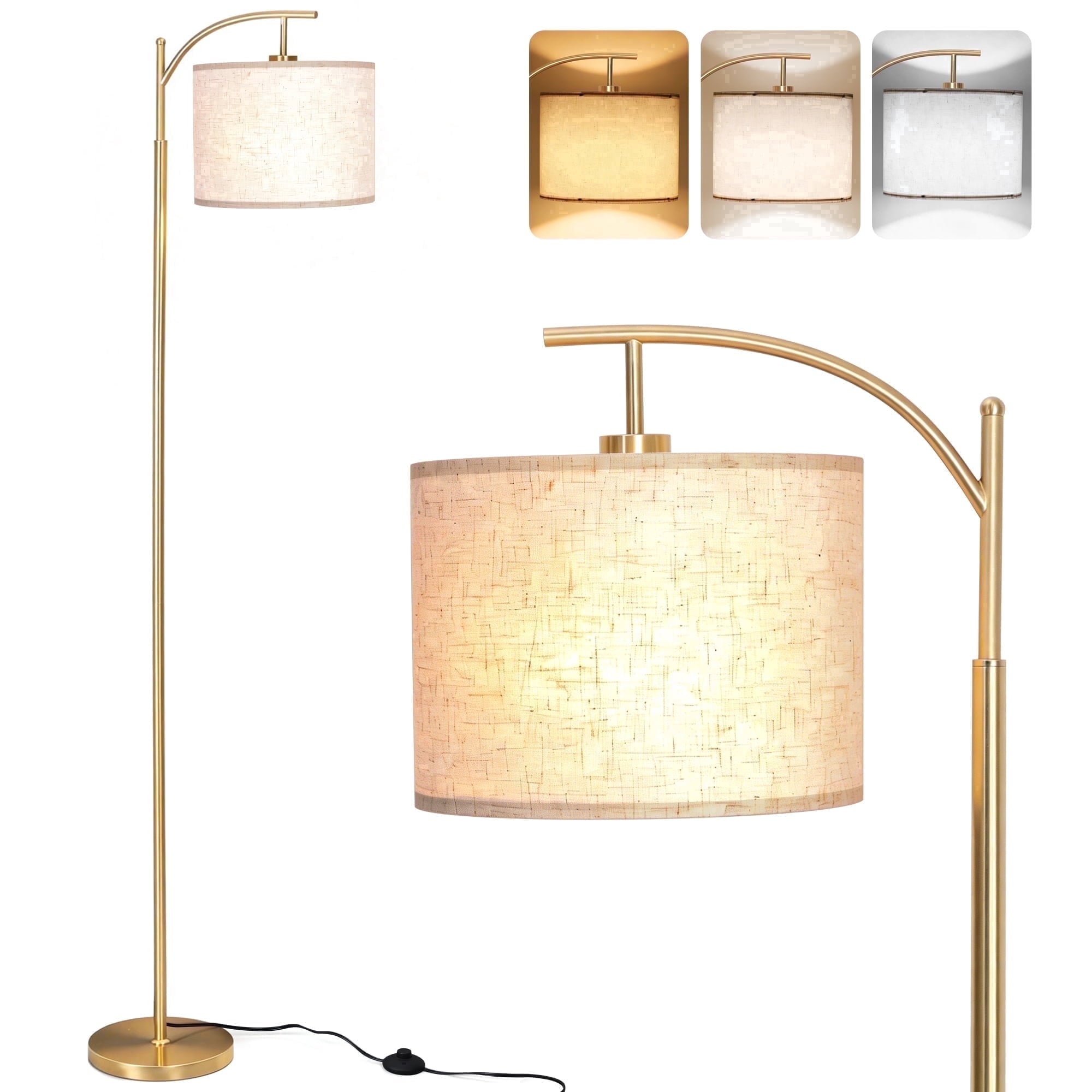 Cozylumi™ Vesteel Floor Lamp, Standing Lamp with 3 Color Temperatures & Lampshade, Arch