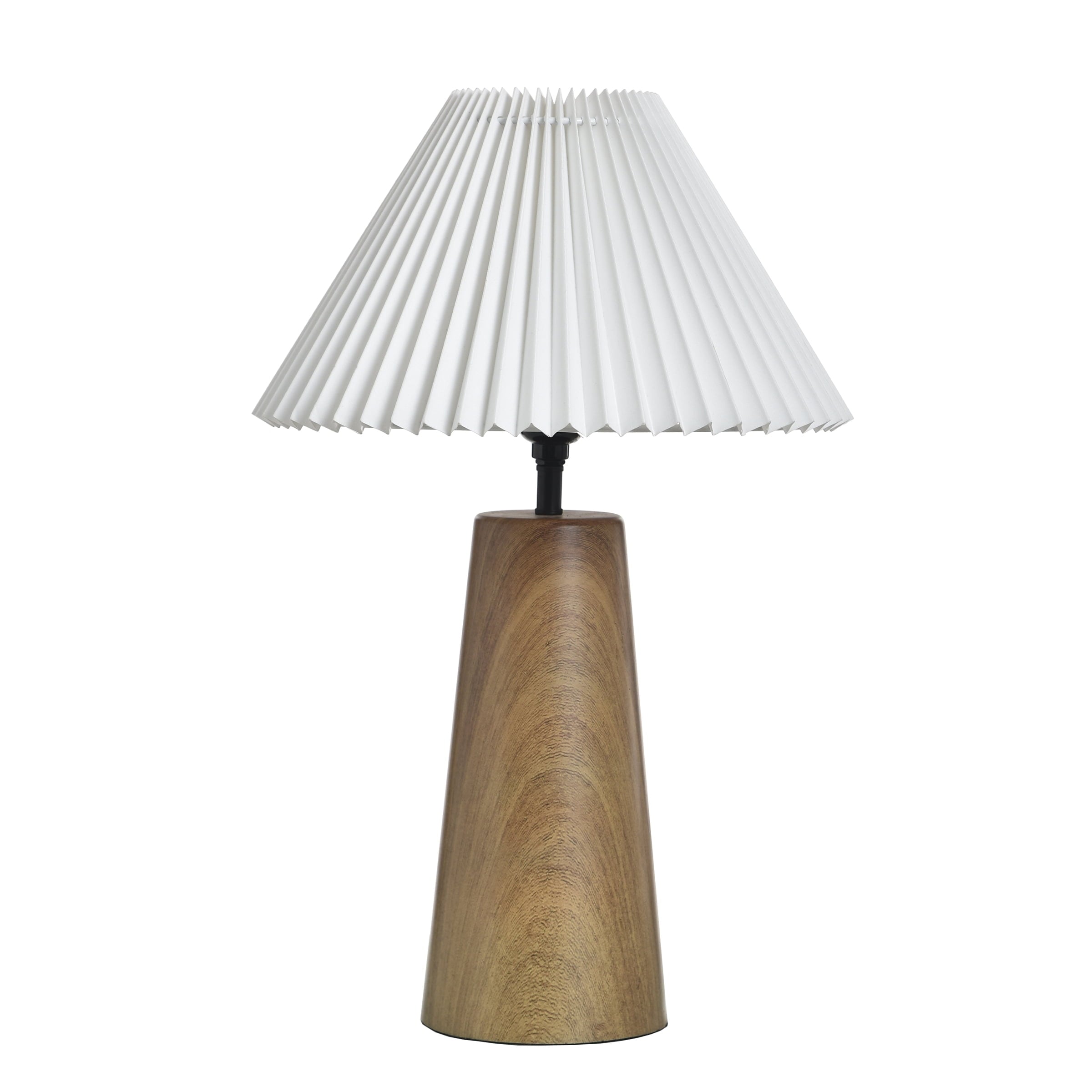 Cozylumi™ Table Lamp, Wood Grain Finish with Pleated Shade