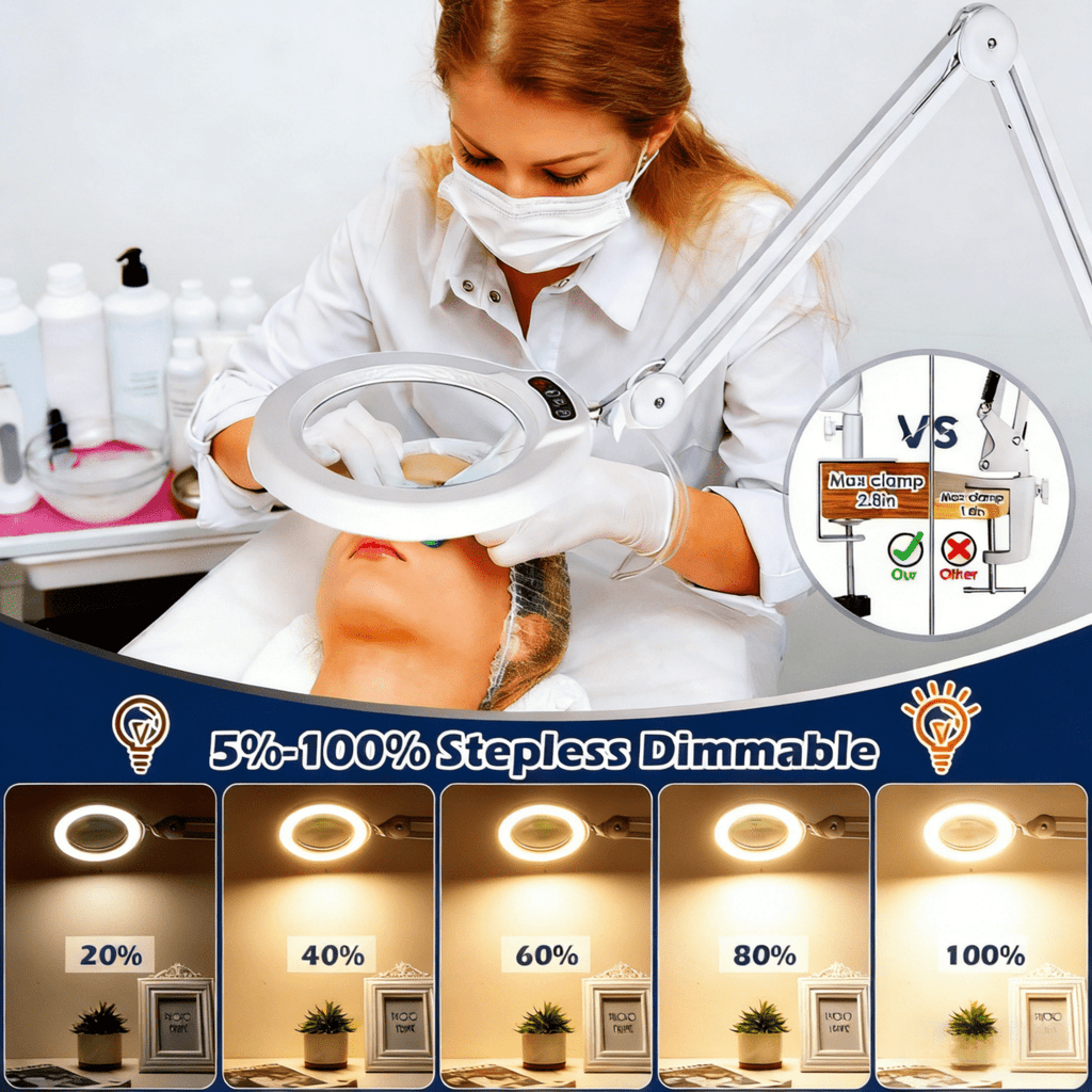Cozylumi™ Veemagni Magnifying Glass with Light and Stand, Real Glass Lens, 5 Color