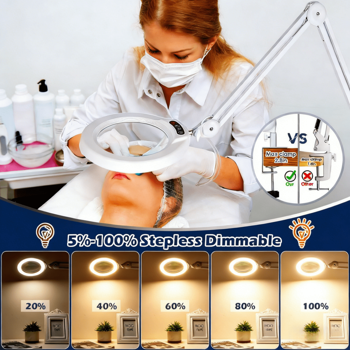 Cozylumi™ Veemagni Magnifying Glass with Light and Stand, Real Glass Lens, 5 Color