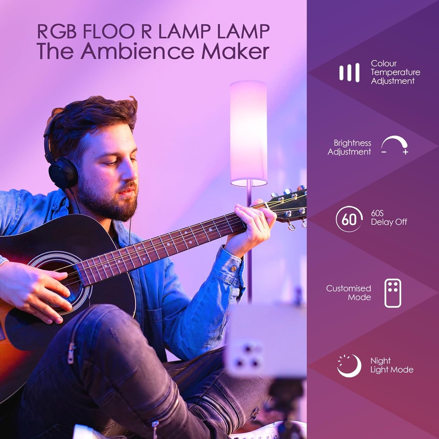 Cozylumi™ CAALOGT RGB Floor Lamps, Modern Standing Lamp with App & Remote Control for