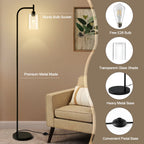 Cozylumi™ Vesteel Arc Floor Lamp for Living Room, Modern Standing Lamp with Glass