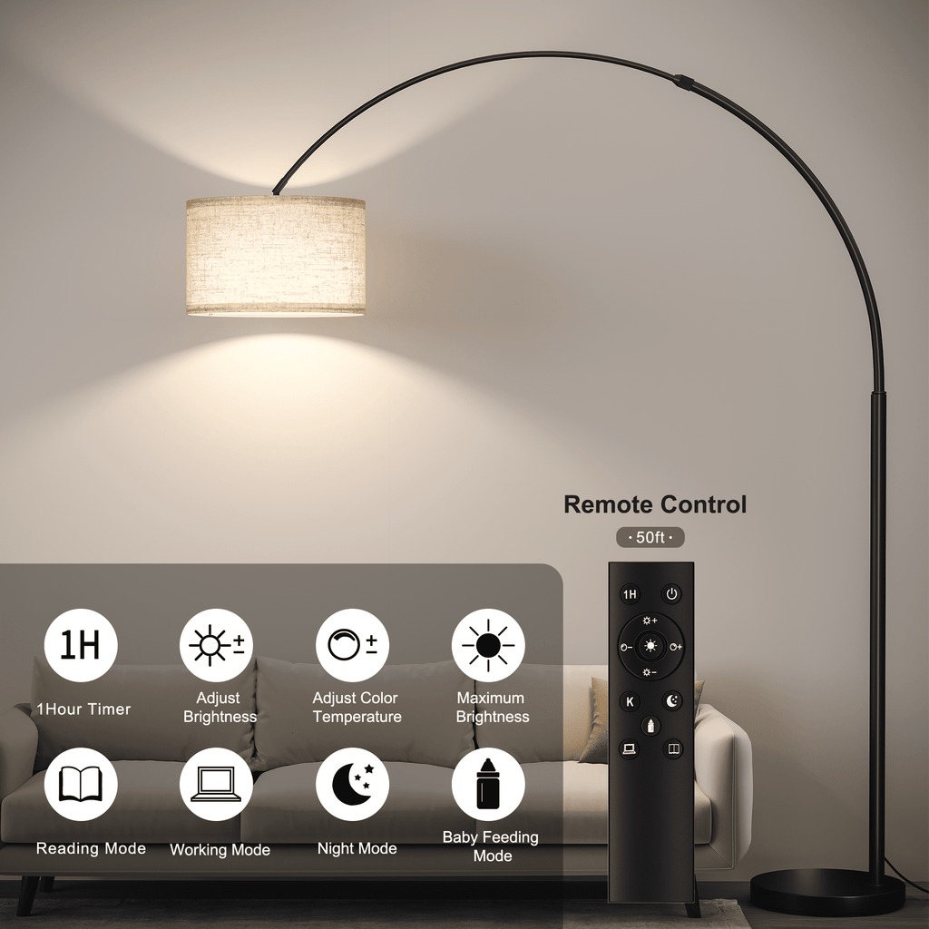 Cozylumi™ 82" Tall Floor Lamps for Living Room, Remote Control Large Arc Floor Lamp