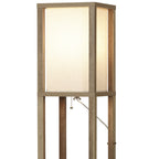 Cozylumi™ 62.25" Modern Pull Chain Weathered Floor Lamp with Natural Square Shade