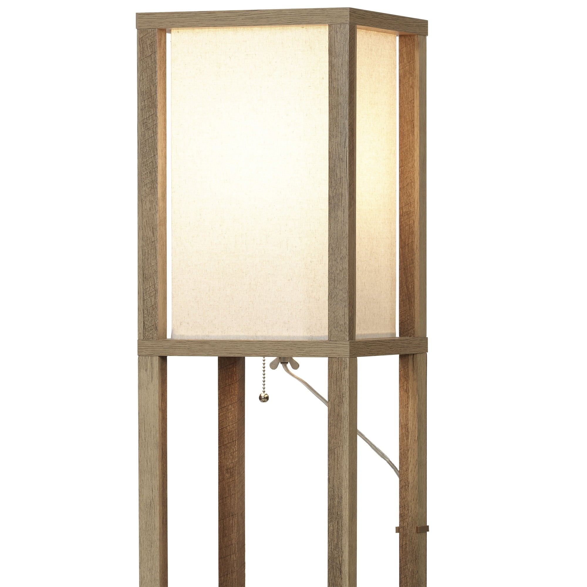 Cozylumi™ 62.25" Modern Pull Chain Weathered Floor Lamp with Natural Square Shade