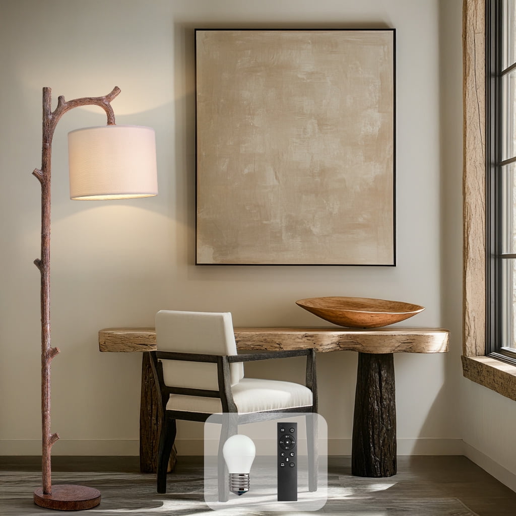 Cozylumi™ 61.5" Vintage Floor lamp for Living Room, Brown Resin Tree Trunk decoration