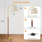 Cozylumi™ 62.5" Farmhouse Floor Lamp with Linen Shade, MDF and Metal, Foot Switch