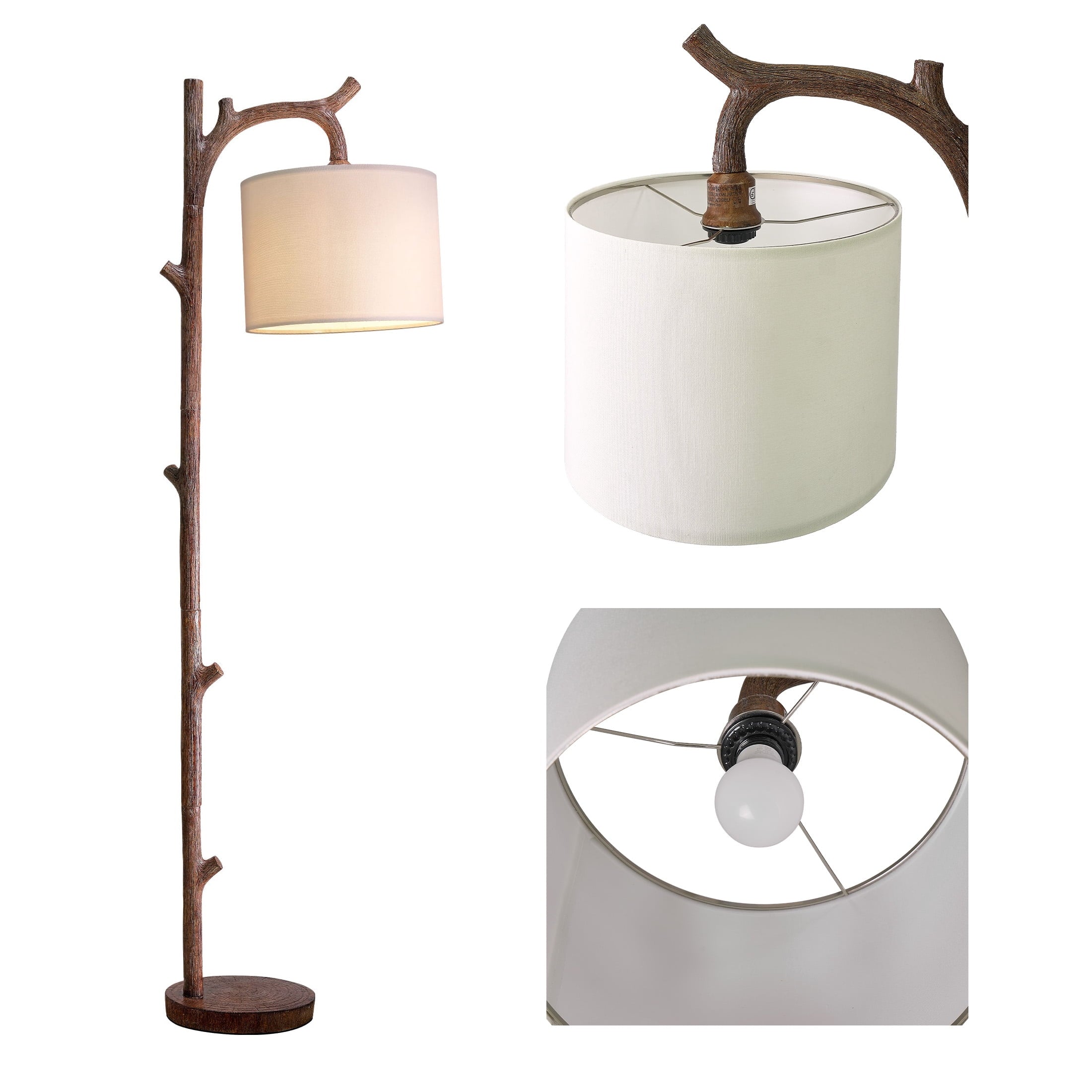 Cozylumi™ 61.5" Vintage Floor lamp for Living Room, Brown Resin Tree Trunk decoration
