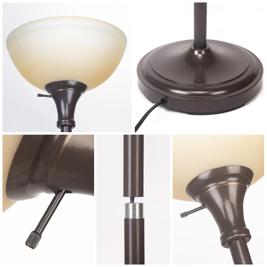 Cozylumi™ HonoDing 72-inch Floor Lamp with Frosted White Glass Shade in Vintage Art