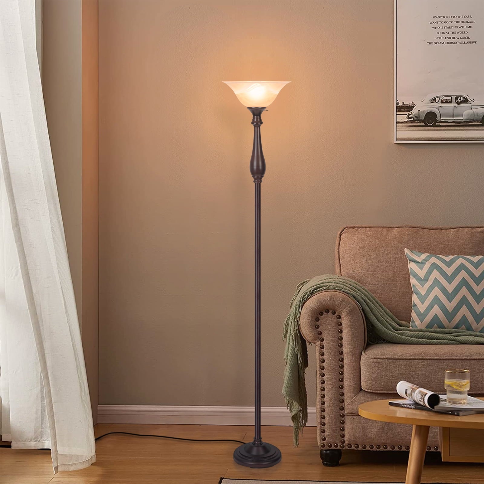 Cozylumi™ HonoDing Floor Lamp for Living Room, Standing Lamp with Glass Shade,Tall