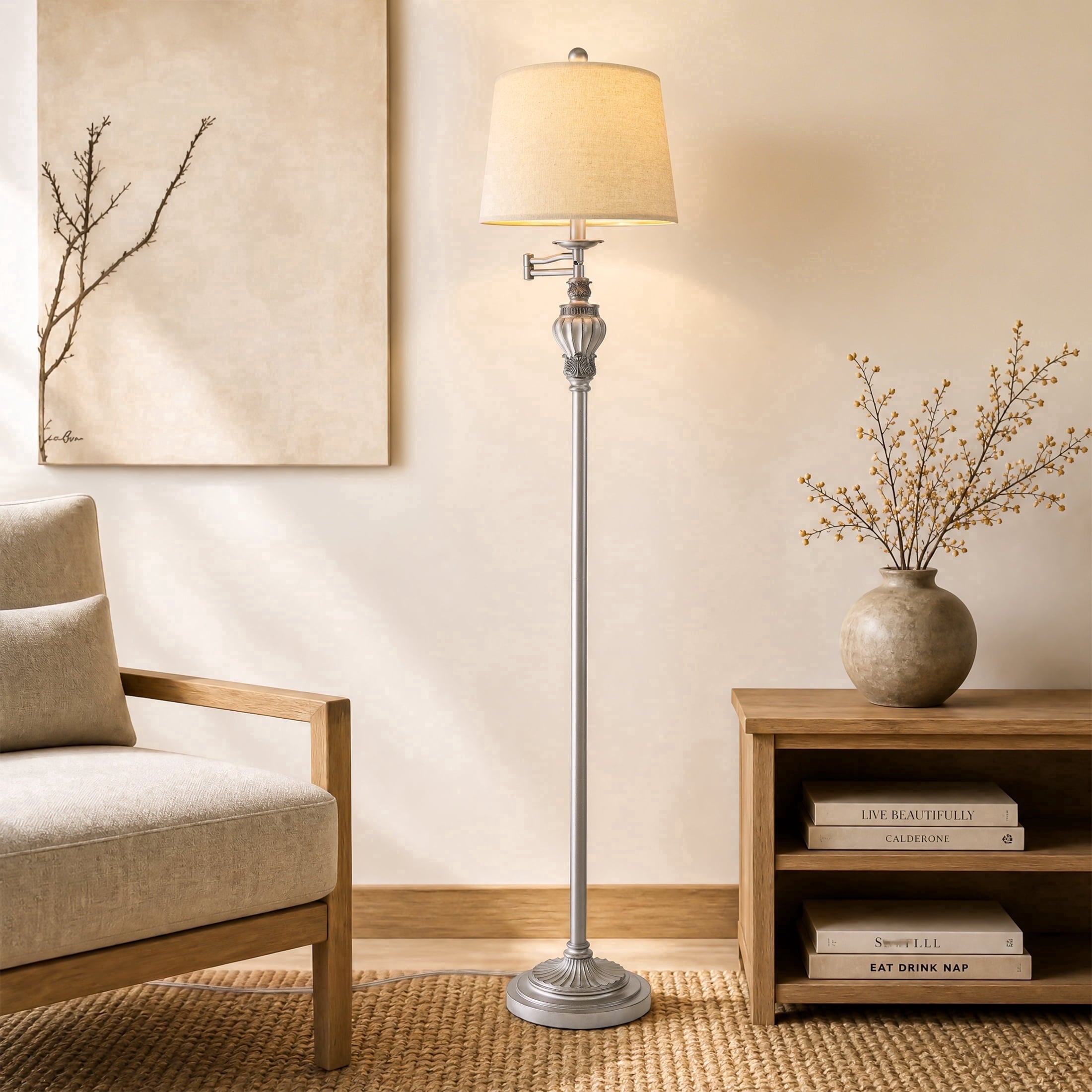 Cozylumi™ 61.5" Vintage Floor Lamp with Linen Shade, Floor Lamp for Living Room