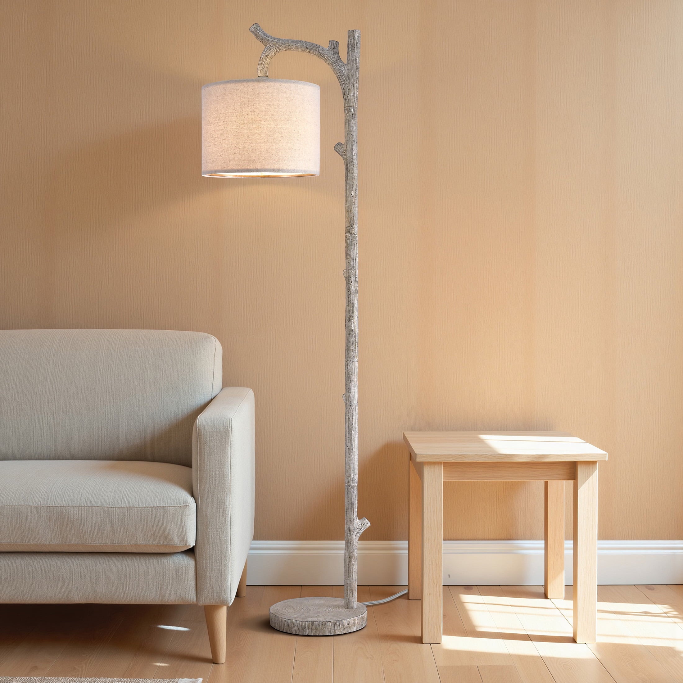 Cozylumi™ 61.5" Vintage Floor lamp for Living Room, Brown Resin Tree Trunk decoration