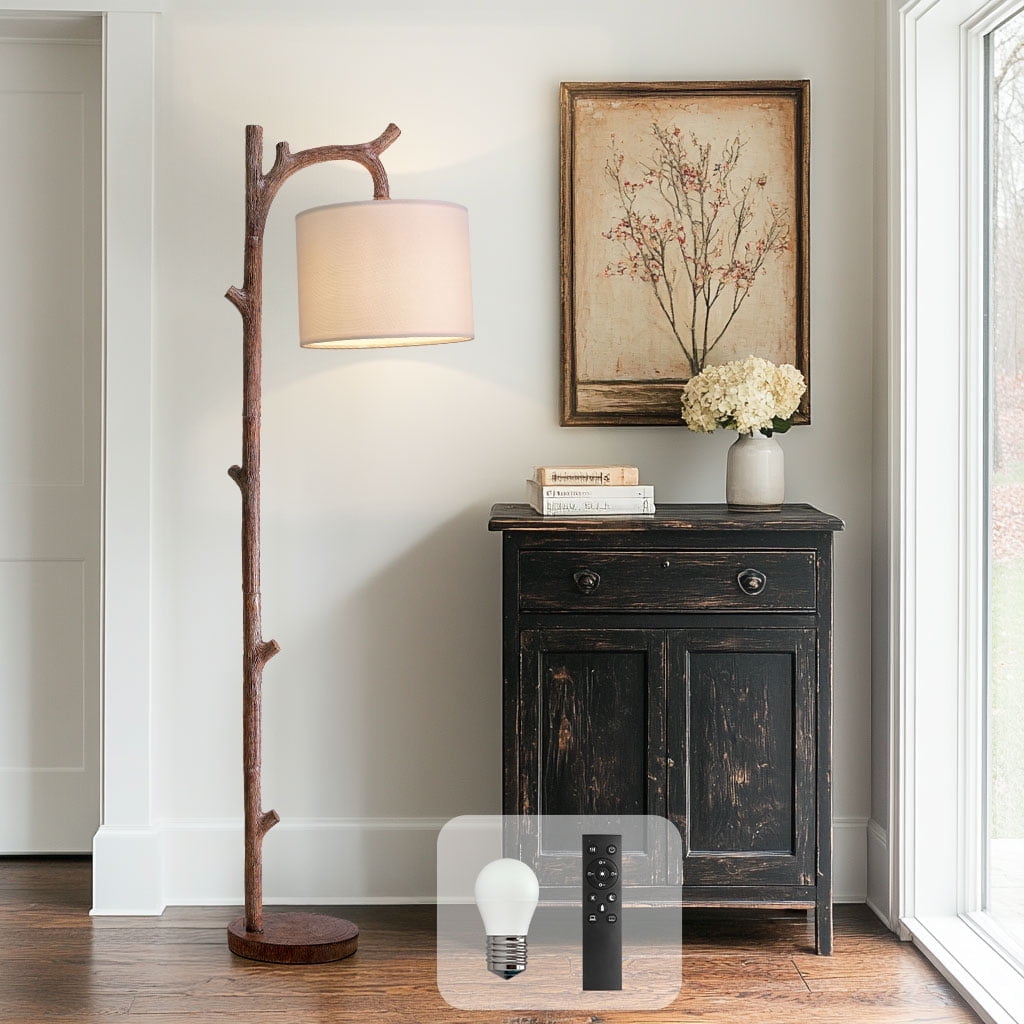 Cozylumi™ 61.5" Vintage Floor lamp for Living Room, Brown Resin Tree Trunk decoration
