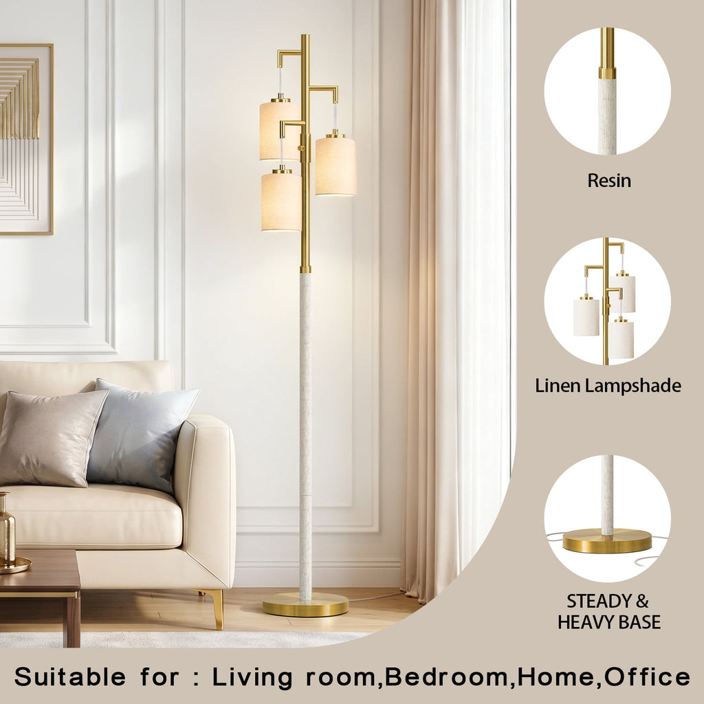 Cozylumi™ 70" Resin Metal Tall Floor Lamp for Living Room with Lamp Shade,Farmhouse