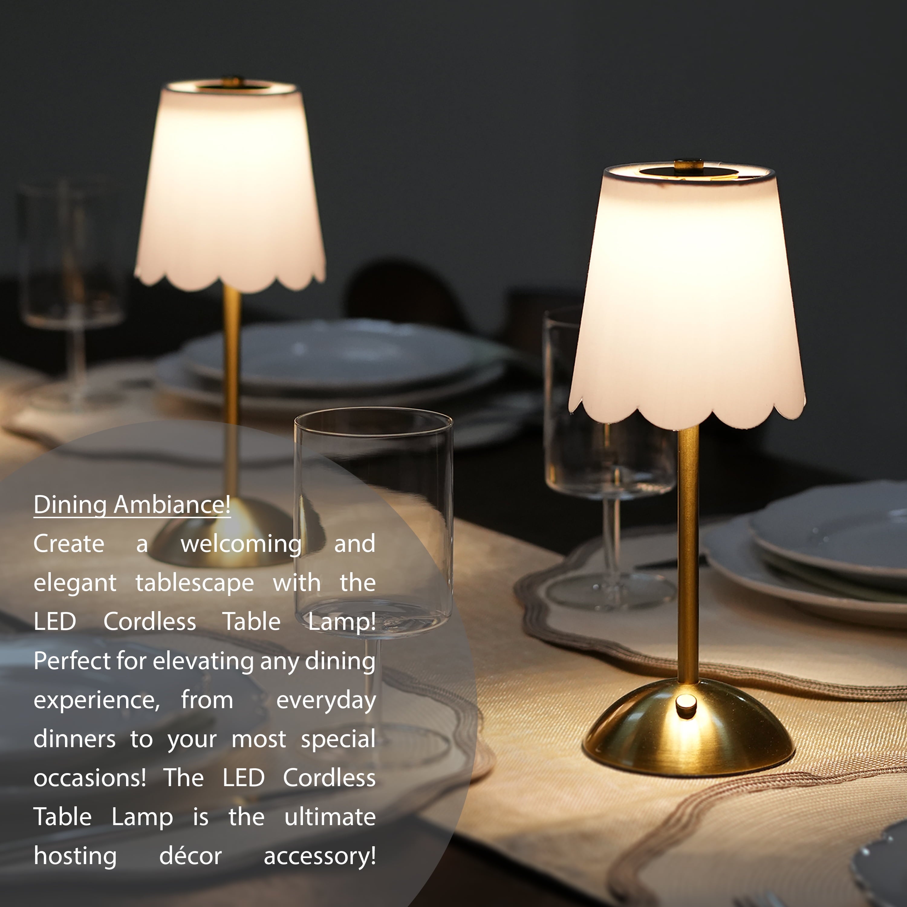 Cozylumi™ Cordless Rechargeable 11.9" Brass Table Lamp with Dimmable 3 Option Lights