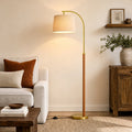 Cozylumi™ 62.5" Farmhouse Floor Lamp with Linen Shade, MDF and Metal, Foot Switch