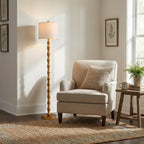 Cozylumi™ 62" Farmhouse Floor Lamp for Living Room,Wood Grain Brown Standing Lamp for