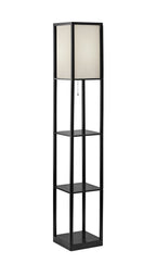 Cozylumi™ 62 Inch Floor Lamp With Black Plastic Shelves and Sustainable White Fabric Shade