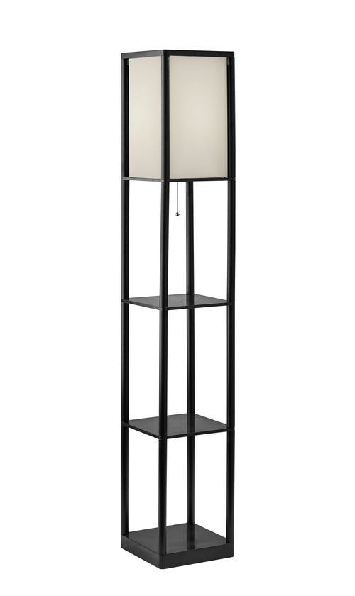 Cozylumi™ 62 Inch Floor Lamp With Black Plastic Shelves and Sustainable White Fabric Shade