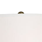Cozylumi™ Vintage Floor Lamp 58" Tall Brushed Antique Brass Metal Off White Linen Drum