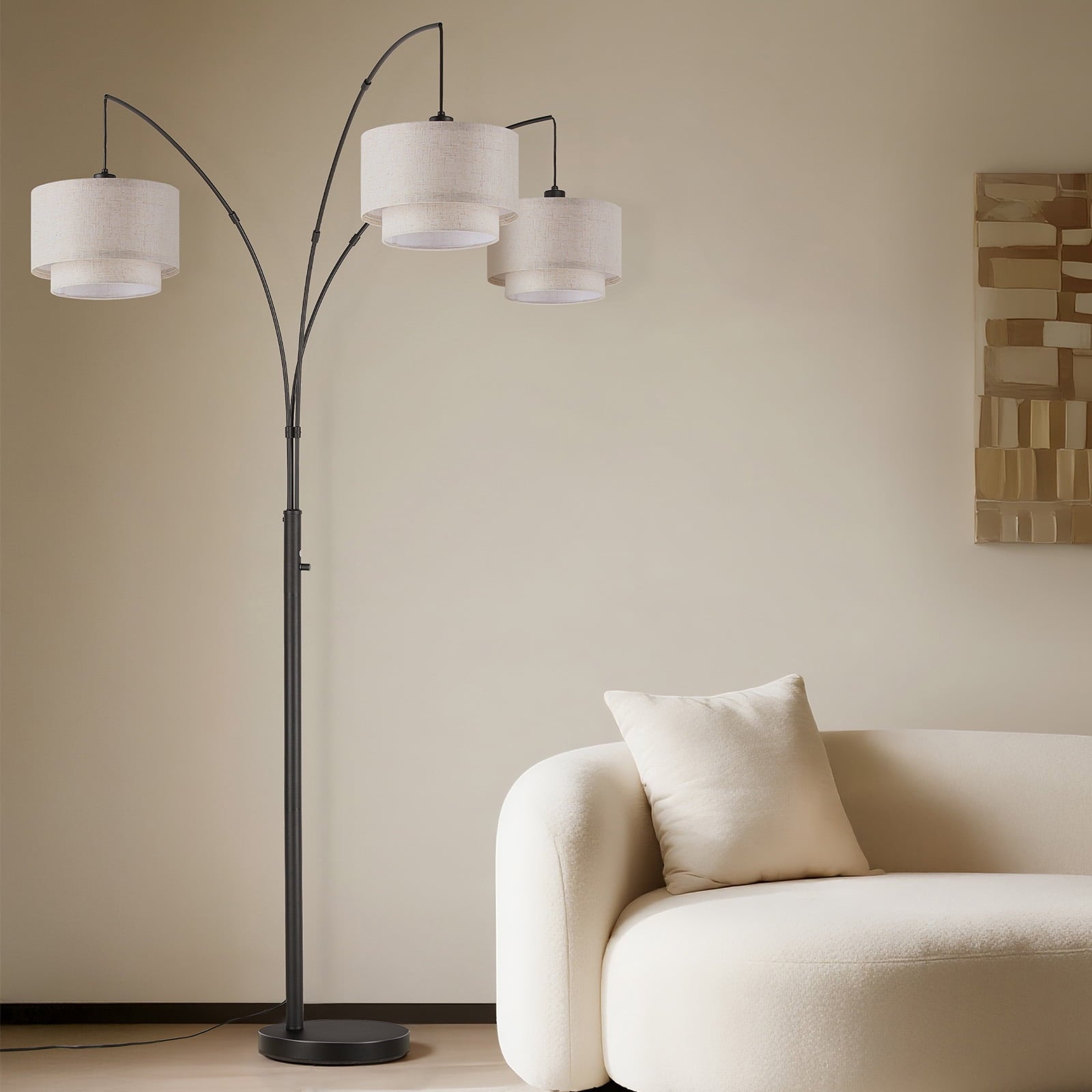 Cozylumi™ 3 Lights Tree Floor Lamp, 81.5" Tall Standing Lamp with Hanging Dual Drum
