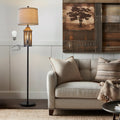 Cozylumi™ 63" 3 Way Dimmable Farmhouse Floor Lamp with 2 Light Sources ,Brown Metal
