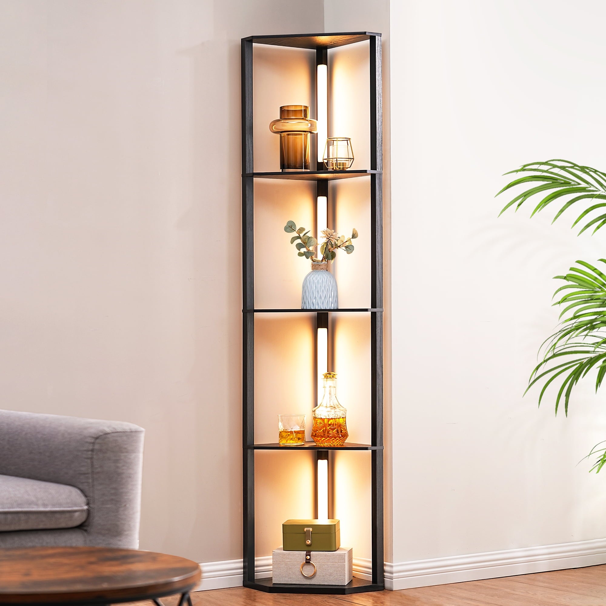 Cozylumi™ 64in Shelf Floor Lamps for Bedroom Office Living Room, Modern LED Corner