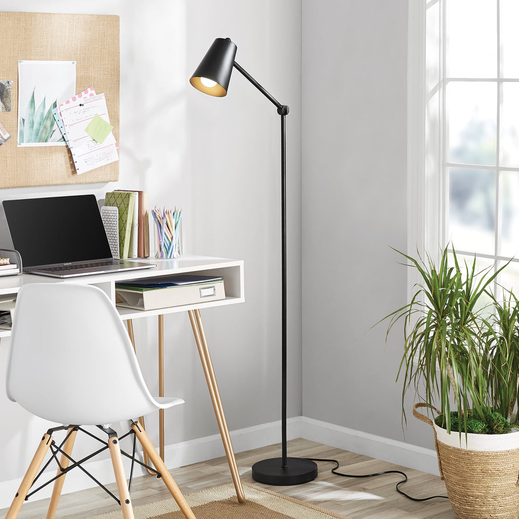 Cozylumi™ 64 in Black Architect Floor Lamp, Matte Metal Finish