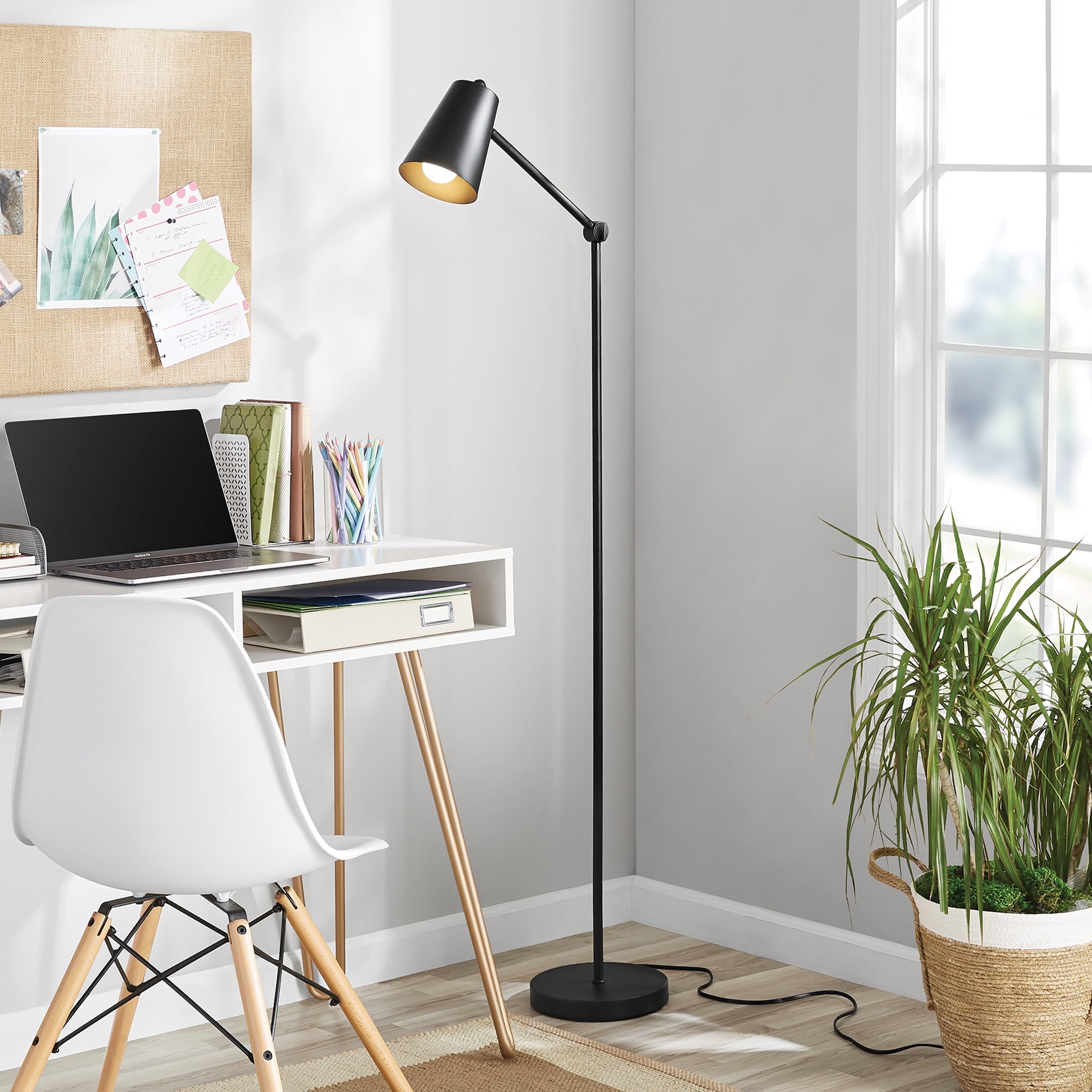 Cozylumi™ 64 in Black Architect Floor Lamp, Matte Metal Finish