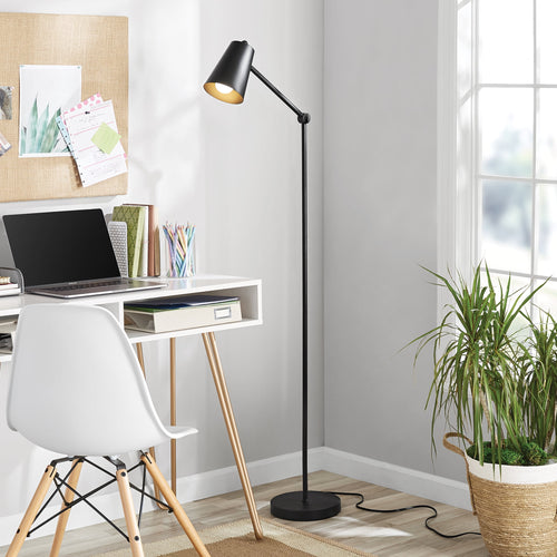 Cozylumi™ 64 in Black Architect Floor Lamp, Matte Metal Finish