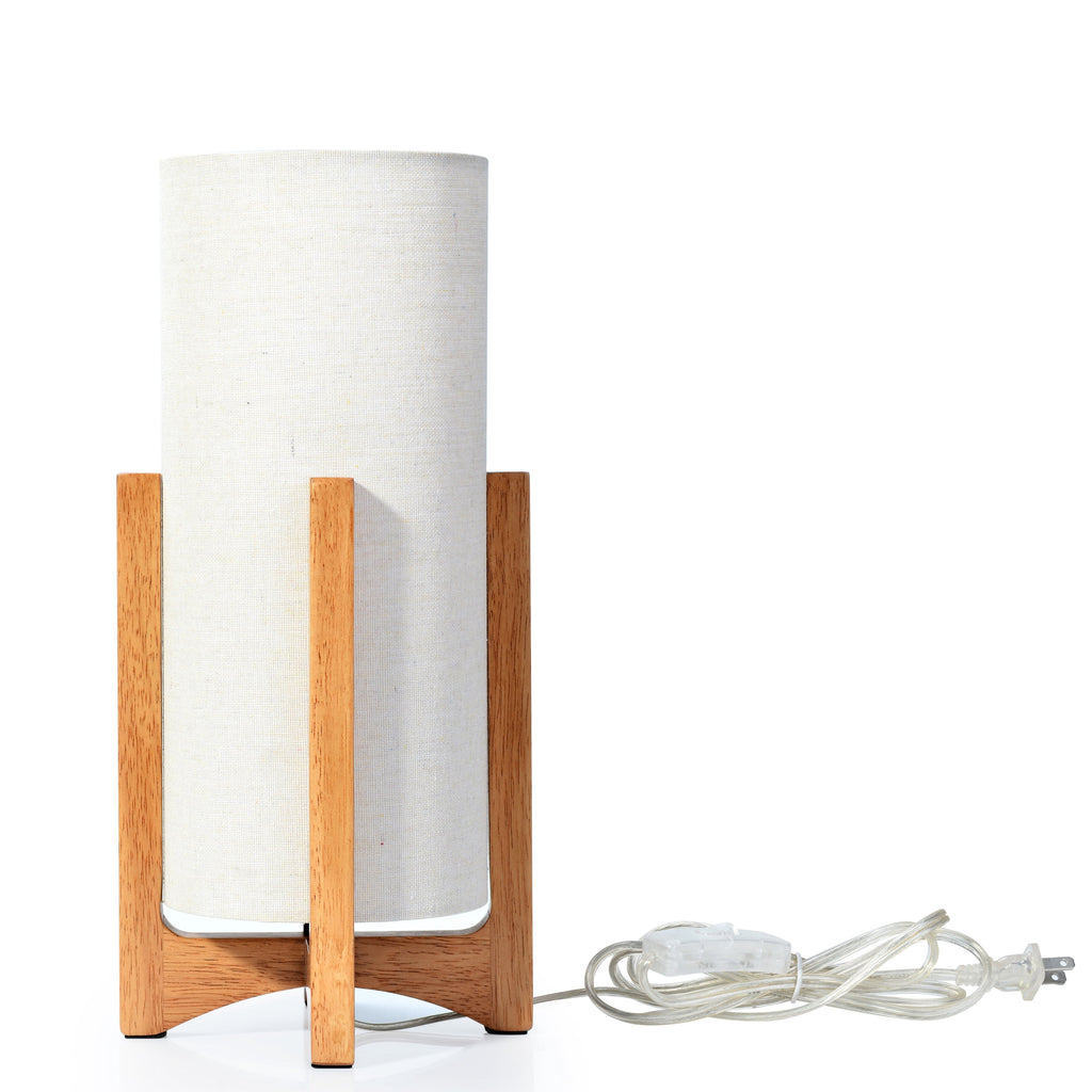 Cozylumi™ 14-Inch Natural Wood Uplight Table Lamp with Linen Shade