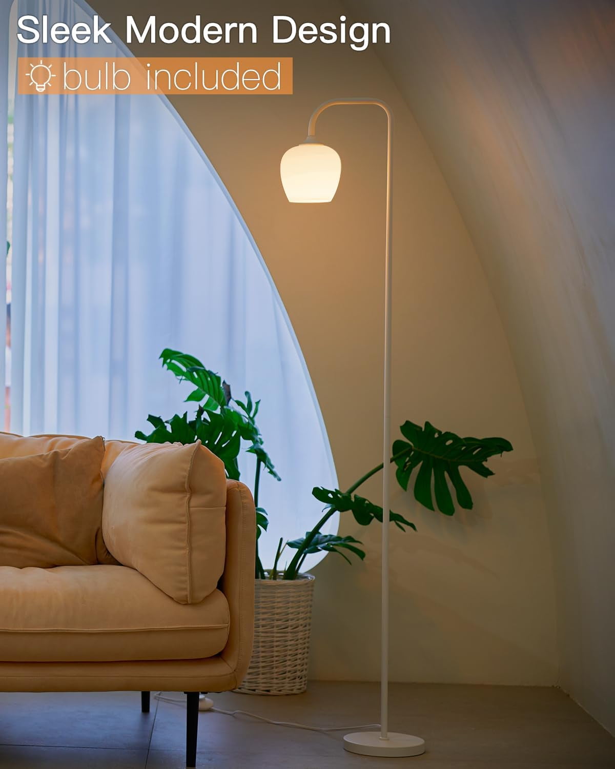 Cozylumi™ ONEWISH 65" Floor Lamp for Living Room, Modern Standing Lamp with Opal Glass