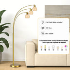 Cozylumi™ 72.8in 3-Light Arc Floor Lamp Brushed Gold , Modern Industrial Standing Tree