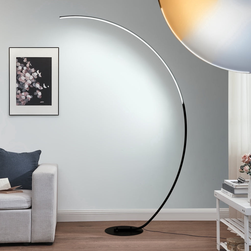 Cozylumi™ 69 Inch Arched Modern Standing Floor Lamp With Remote - Dimmable Black