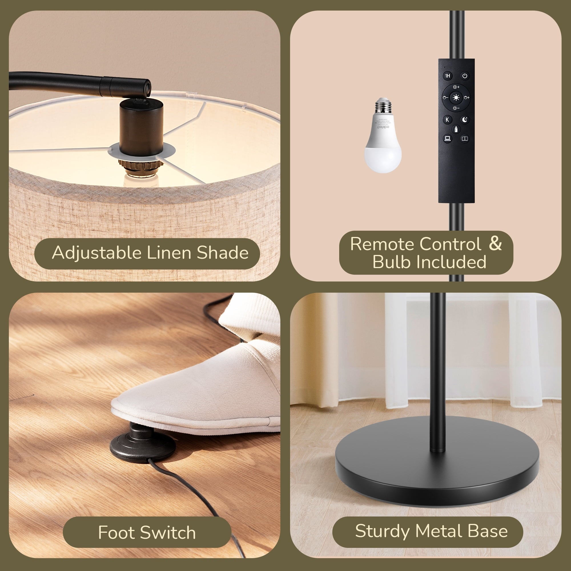 Cozylumi™ DEWENWILS 63.4in Modern Floor Lamps with Remote for Living Room, Adjustable