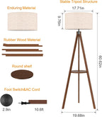 Cozylumi™ Tripod Floor Lamp, Mid Century Wood Standing Lamp, Modern Design Shelf Floor