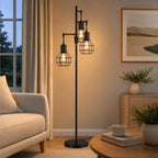 Cozylumi™ 62in Industrial Black Floor Lamps for Living Room, Dimmable, Metal Standing