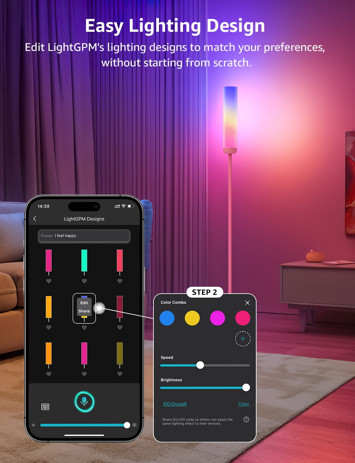 Cozylumi™ Lepro O1 AI Smart LED Corner Floor Lamp with AI Voice Control, RGB + Tunable