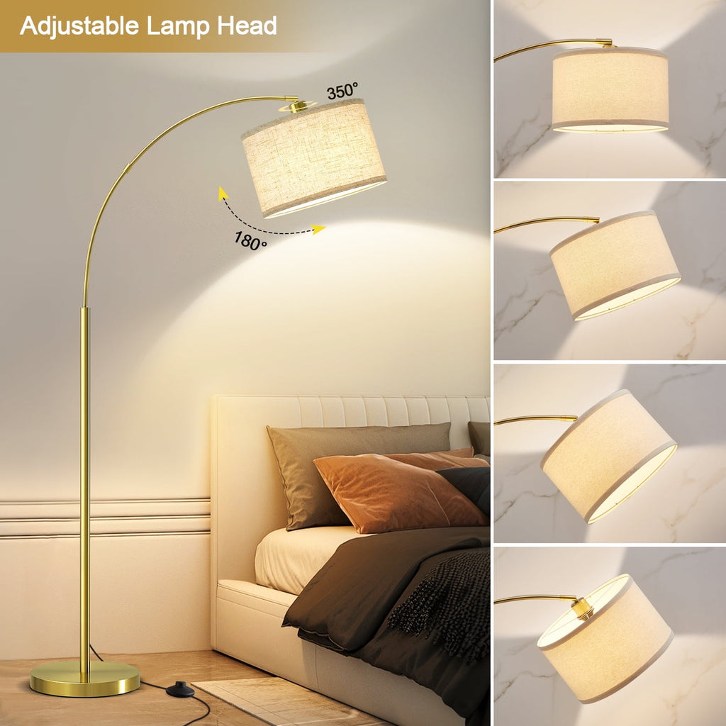 Cozylumi™ Gold Modern Arc Floor Lamp, Tall Pole Lamp with On/Off Foot Switch