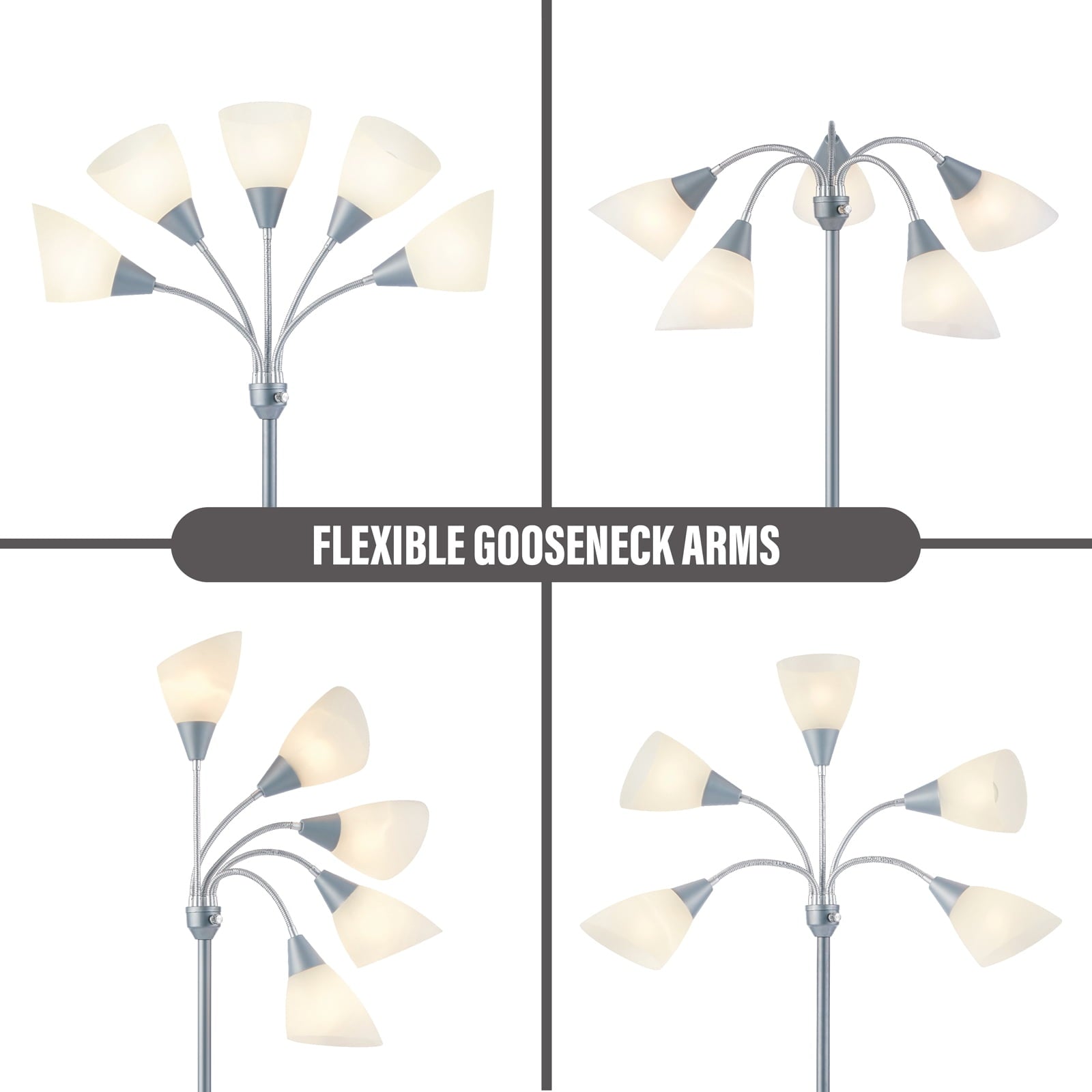 Cozylumi™ HonoDing Adjustable Gooseneck Floor Lamp with Matte White Acrylic Shade, 68