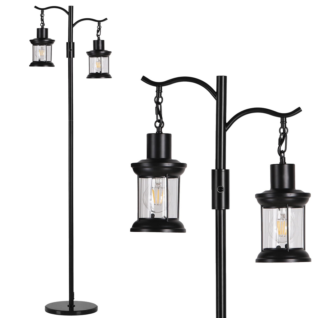 Cozylumi™ 63" Modern Floor Lamps with Stepless Dimming, 2 Light Glass Floor Lamps for