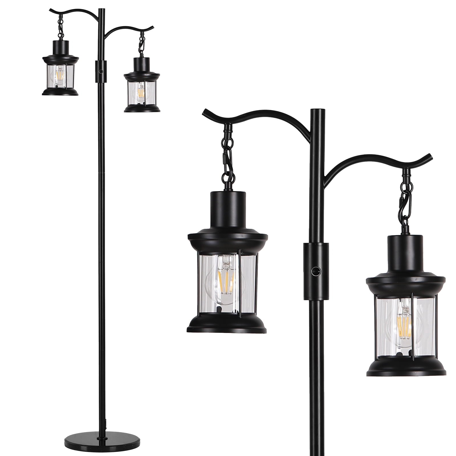 Cozylumi™ 63" Modern Floor Lamps with Stepless Dimming, 2 Light Glass Floor Lamps for