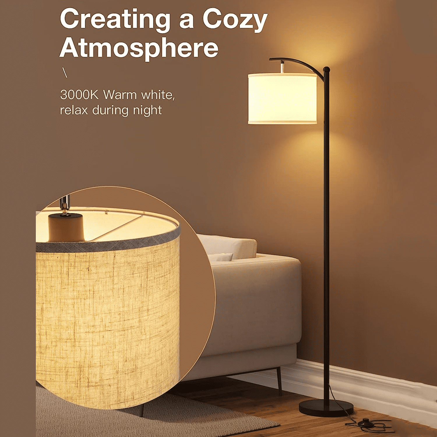 Cozylumi™ Floor Lamp for Living Room with 3 Color Temperatures, standing lamp with