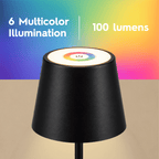 Cozylumi™ 14 Inch Rechargeable Color-Changing Table Lamp, Black, Indoor/Outdoor