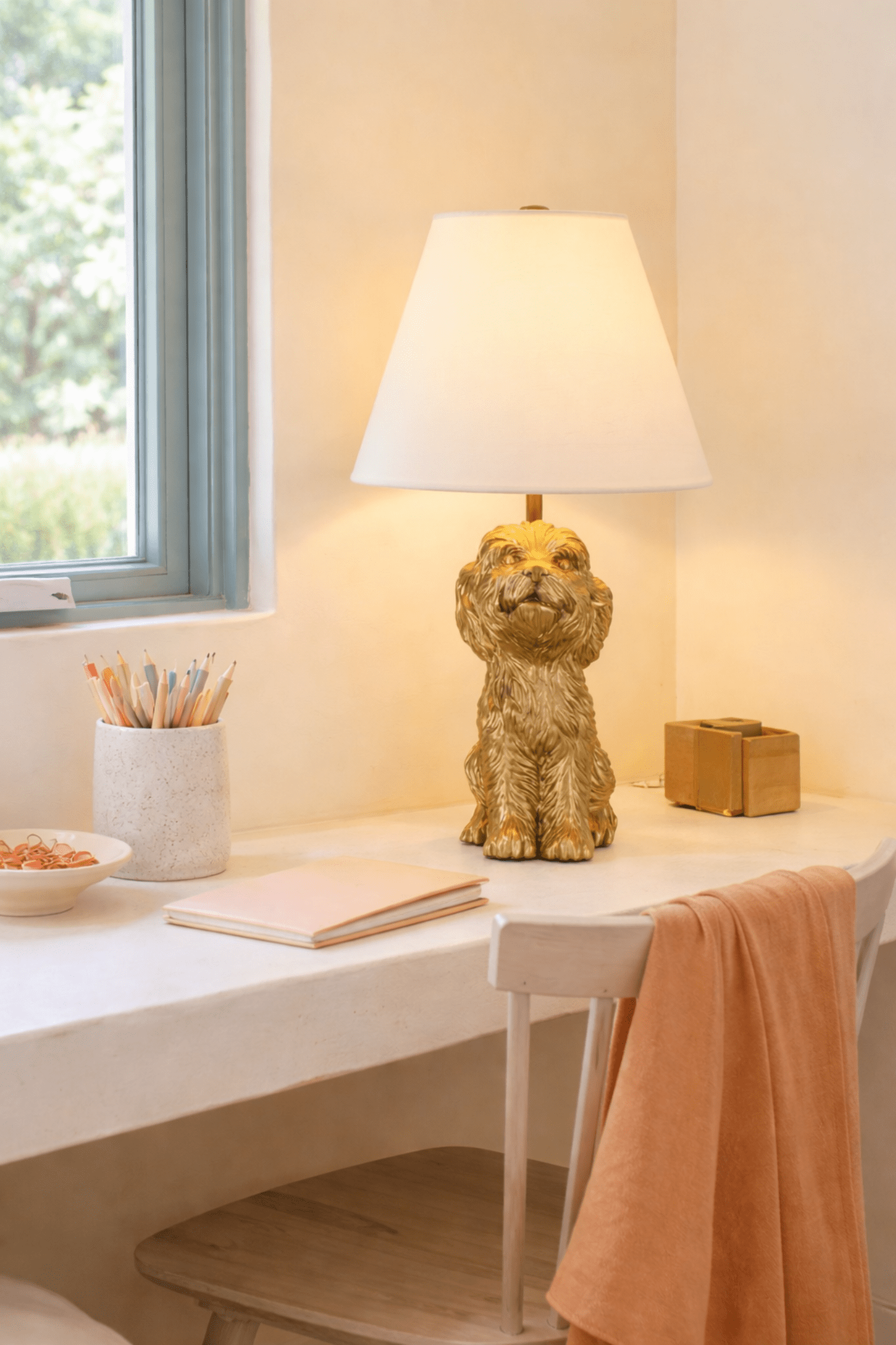 Cozylumi™ Catalina Lighting Golden Doodle Table Lamp with Painted Gold Finish and
