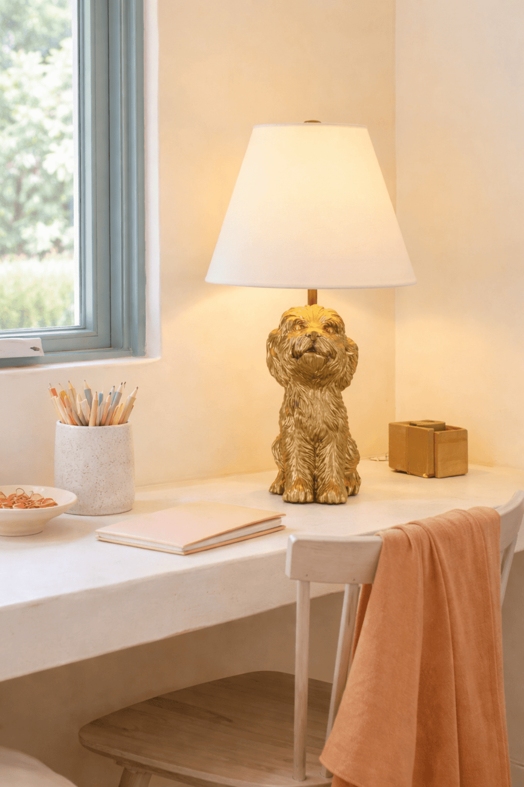 Cozylumi™ Catalina Lighting Golden Doodle Table Lamp with Painted Gold Finish and