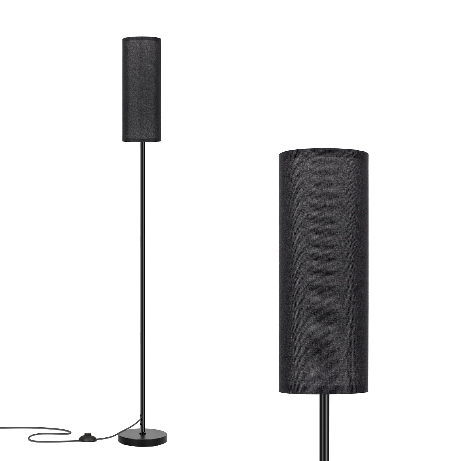 Cozylumi™ 67" Floor Lamp, Modern Standing Lamp with Beige Linen Shade, Black Pole with